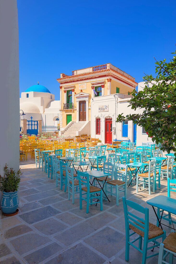 Dorfplatz von Chora, Chora, Insel Serifos, Kykladen, Griechenland