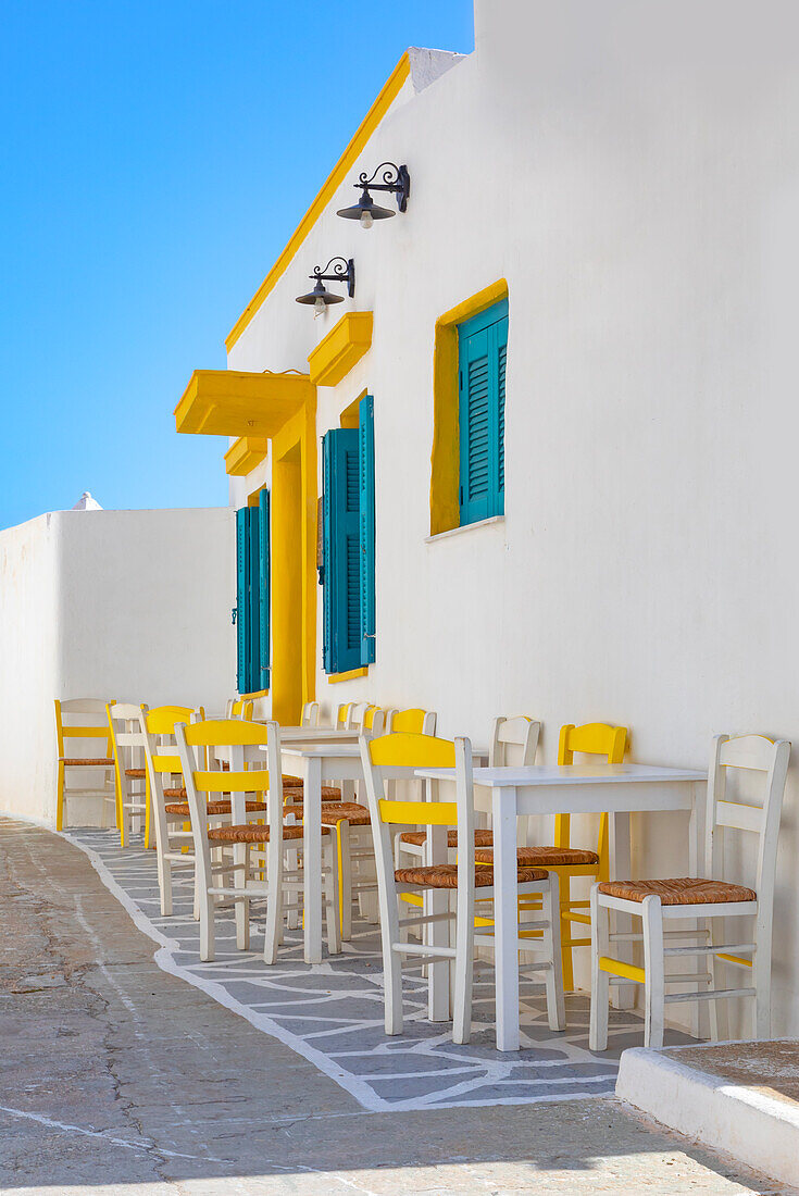 Outdoor restaurant, Chora, Serifos Island, Cyclades Islands, Greece