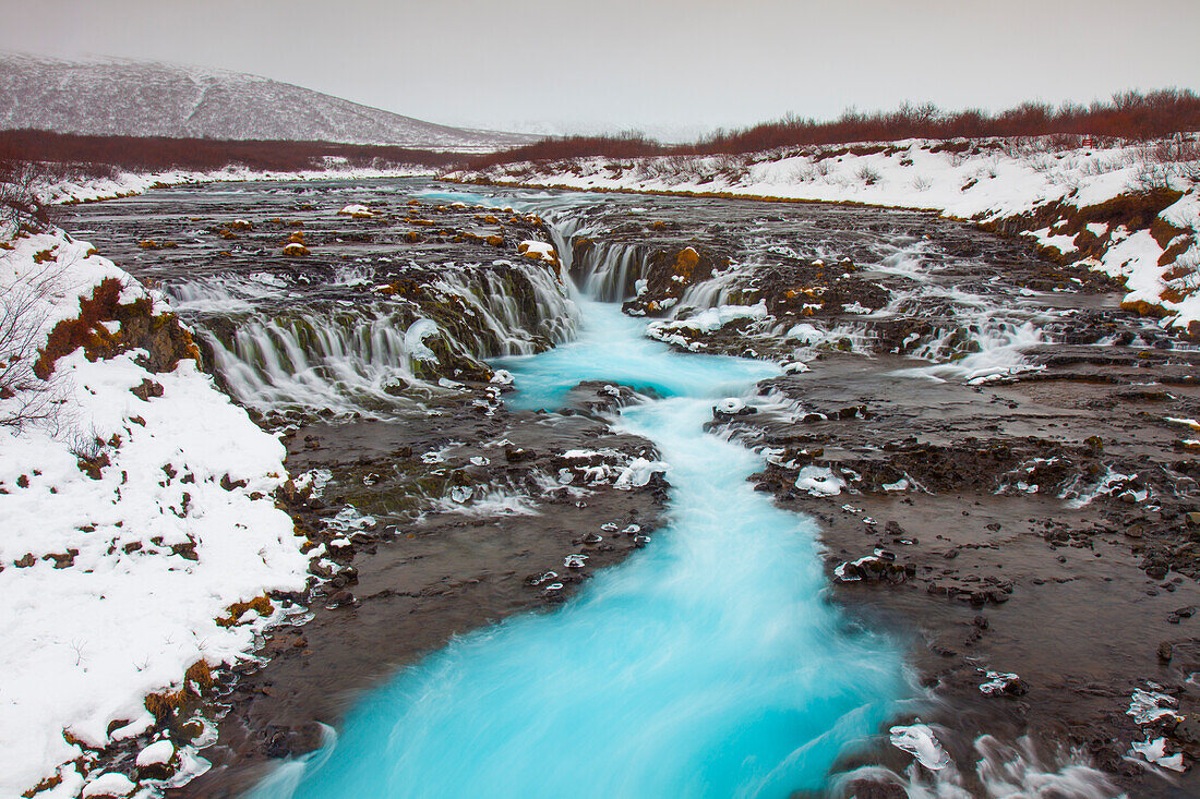  Bruarfoss waterfall, winter, Southland, Iceland 