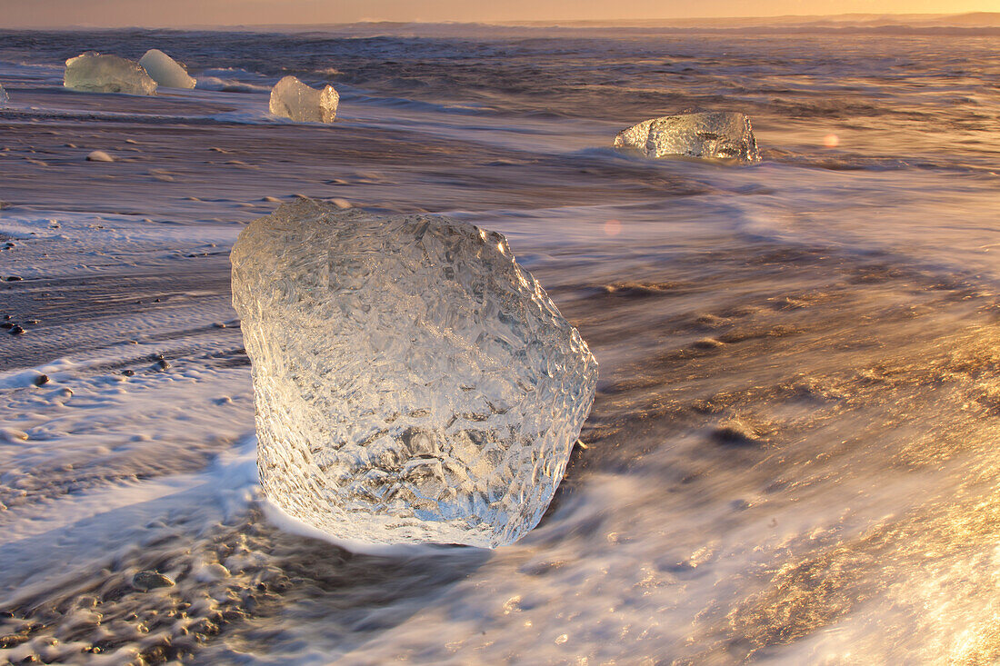  Chunks of ice on Breidamerkursandur beach, Sudursveit, Iceland 