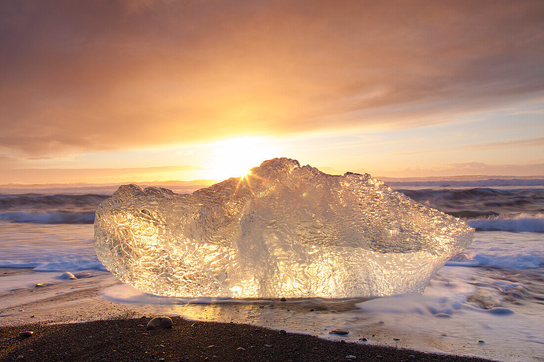  Chunks of ice on Breidamerkursandur beach, Sudursveit, Iceland 