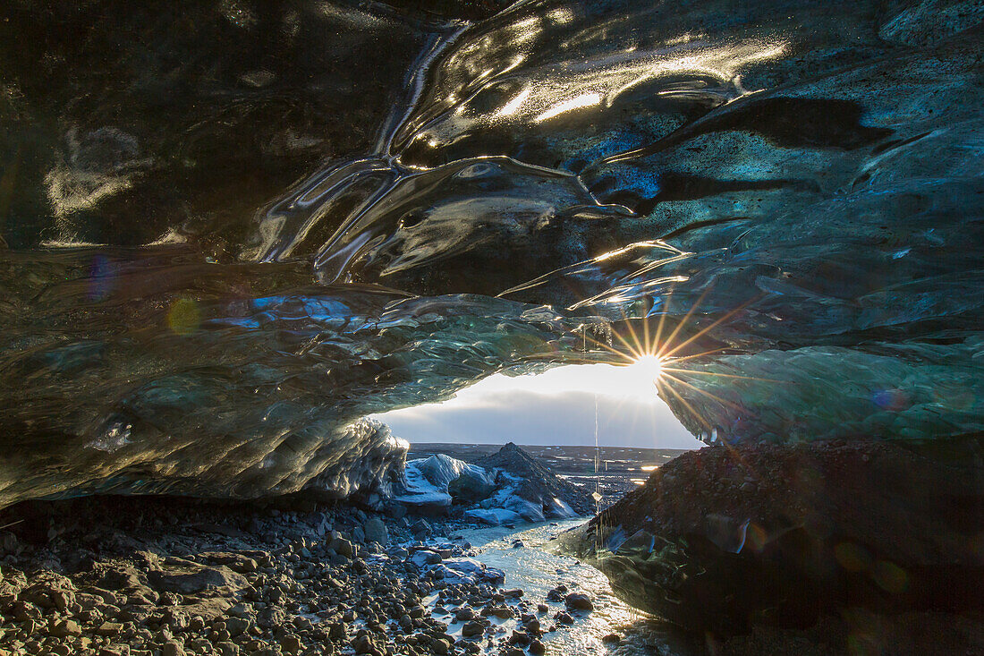  Interior view of an ice cave under Vatnajoekull, Iceland 