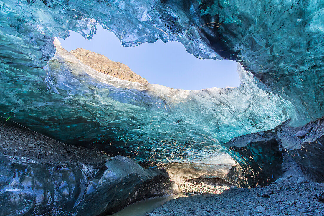  Interior view of an ice cave under Vatnajoekull, Iceland 