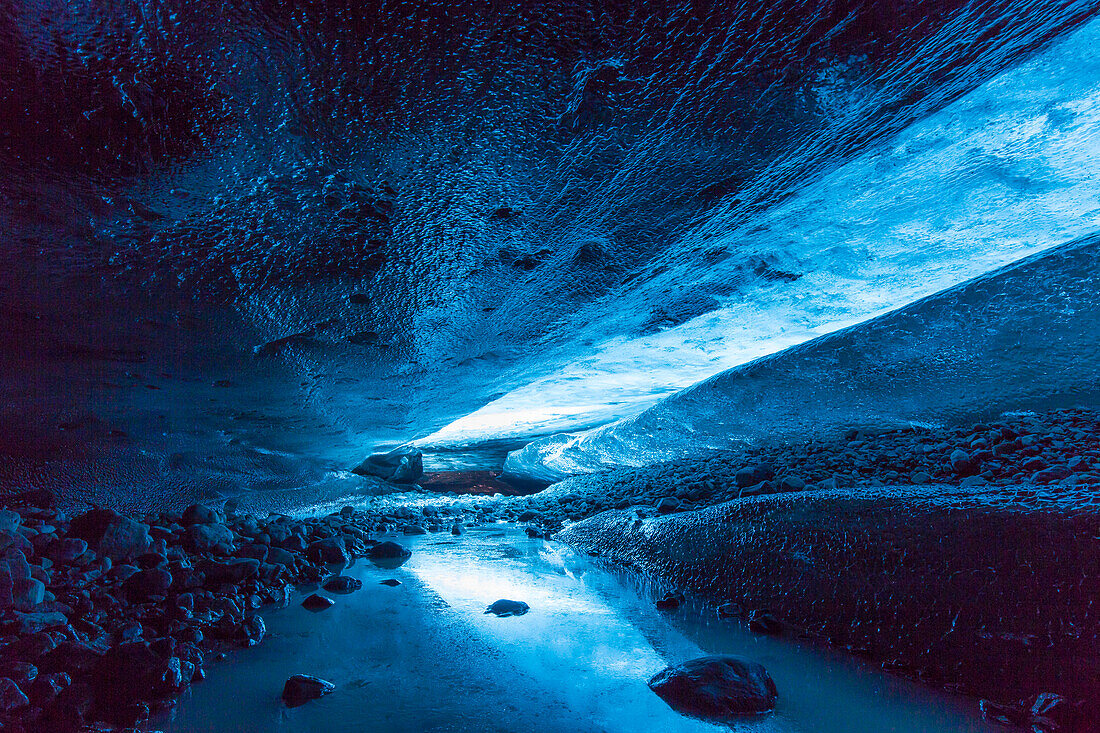  Interior view of an ice cave under Vatnajoekull, Iceland 