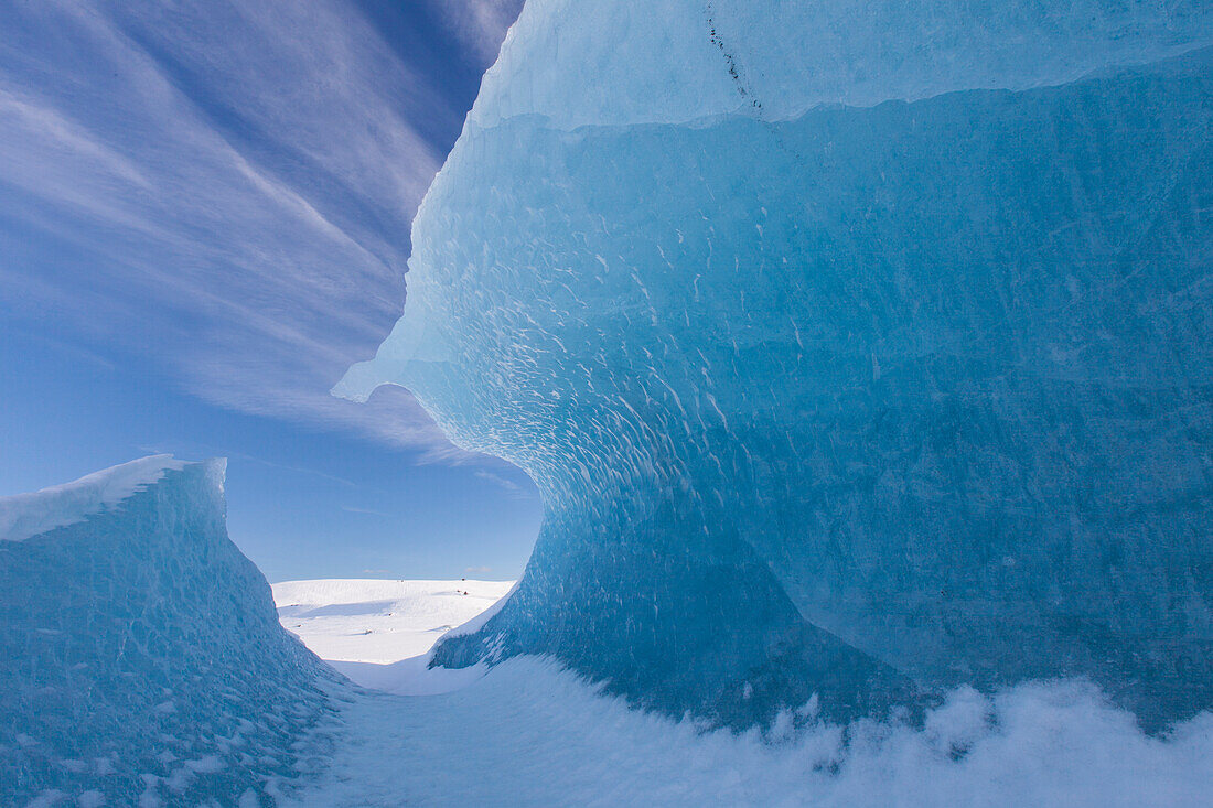  Iceberg in Fjallsarlon glacier lagoon, winter, Iceland 