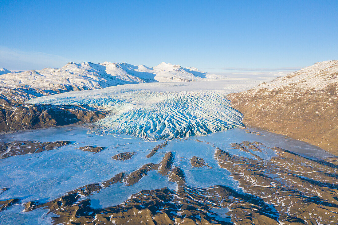  View of the Haukafell glacier of Vatnajoekull, Austurland, Iceland 