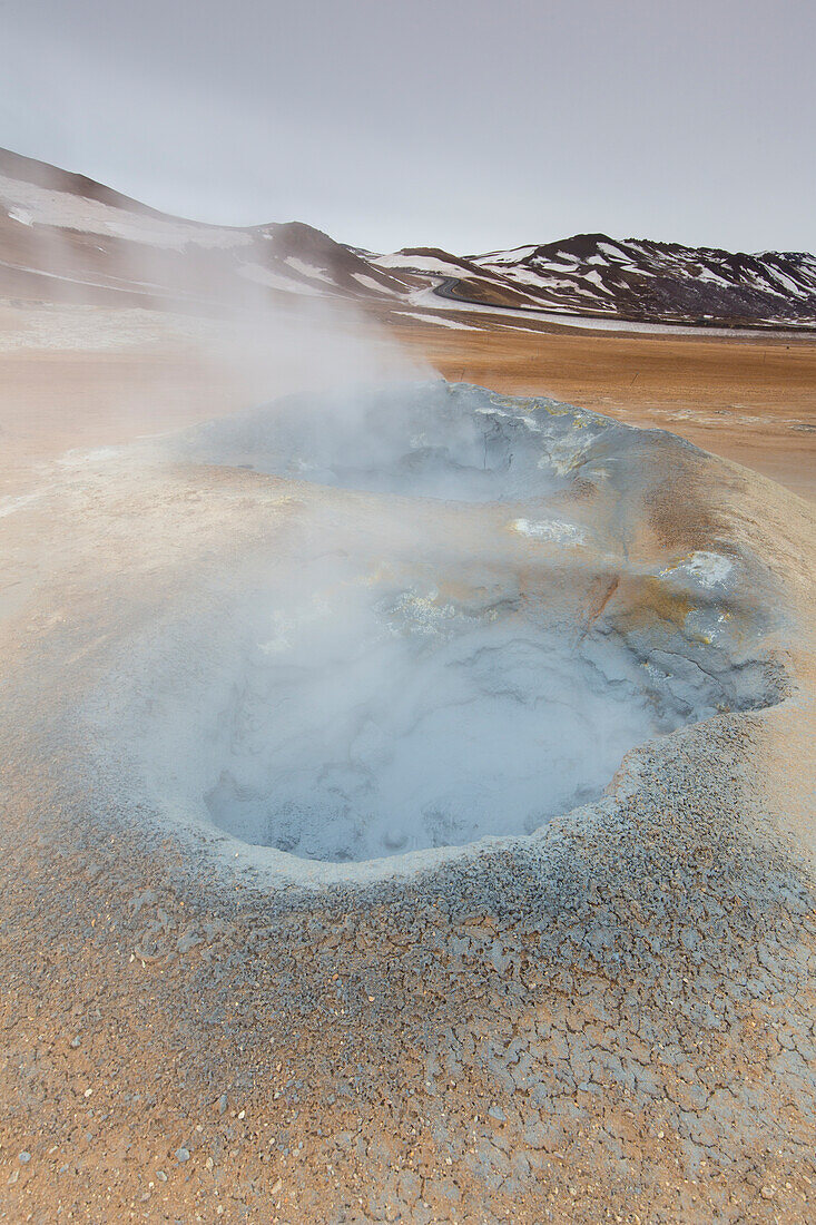  Hveraroend solfatara field on Namafjall mountain in the Krafla volcanic system, Nordurland eystra, Iceland 