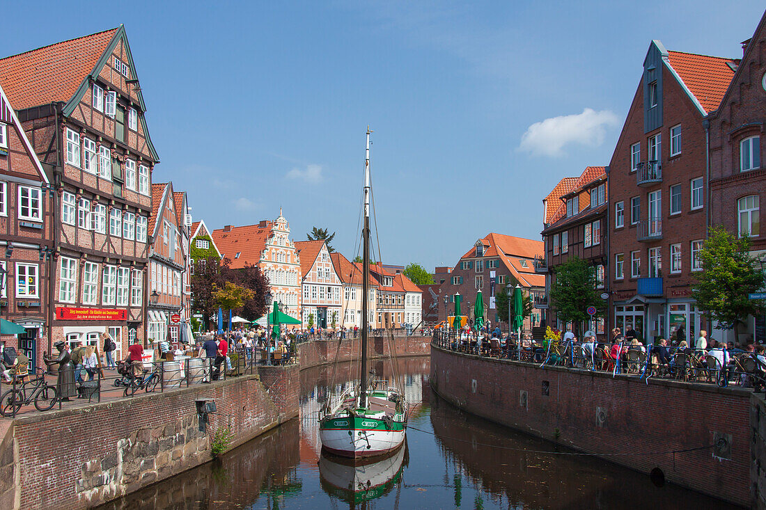  Fish market, Hanseatic city of Stade, Altes Land, Lower Saxony, Germany 