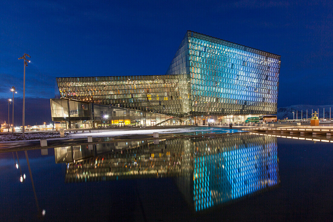  Harpa Concert Hall in the evening light, Reykjavik, Iceland 