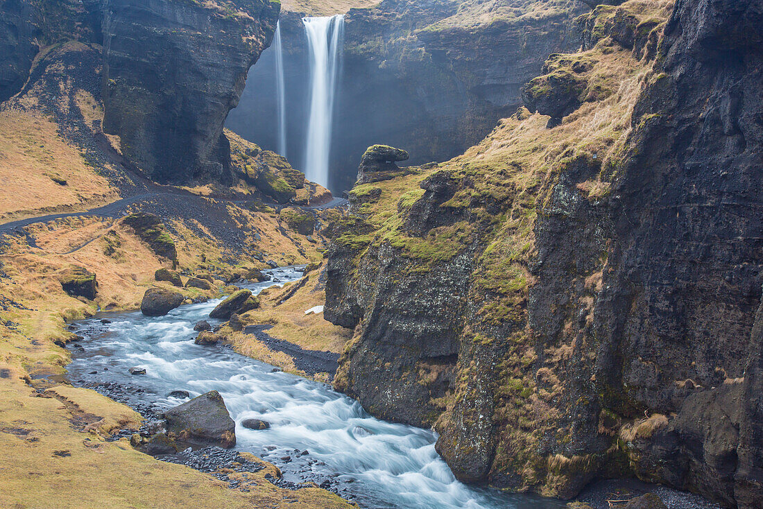  Kvernufoss waterfall, winter, Iceland 