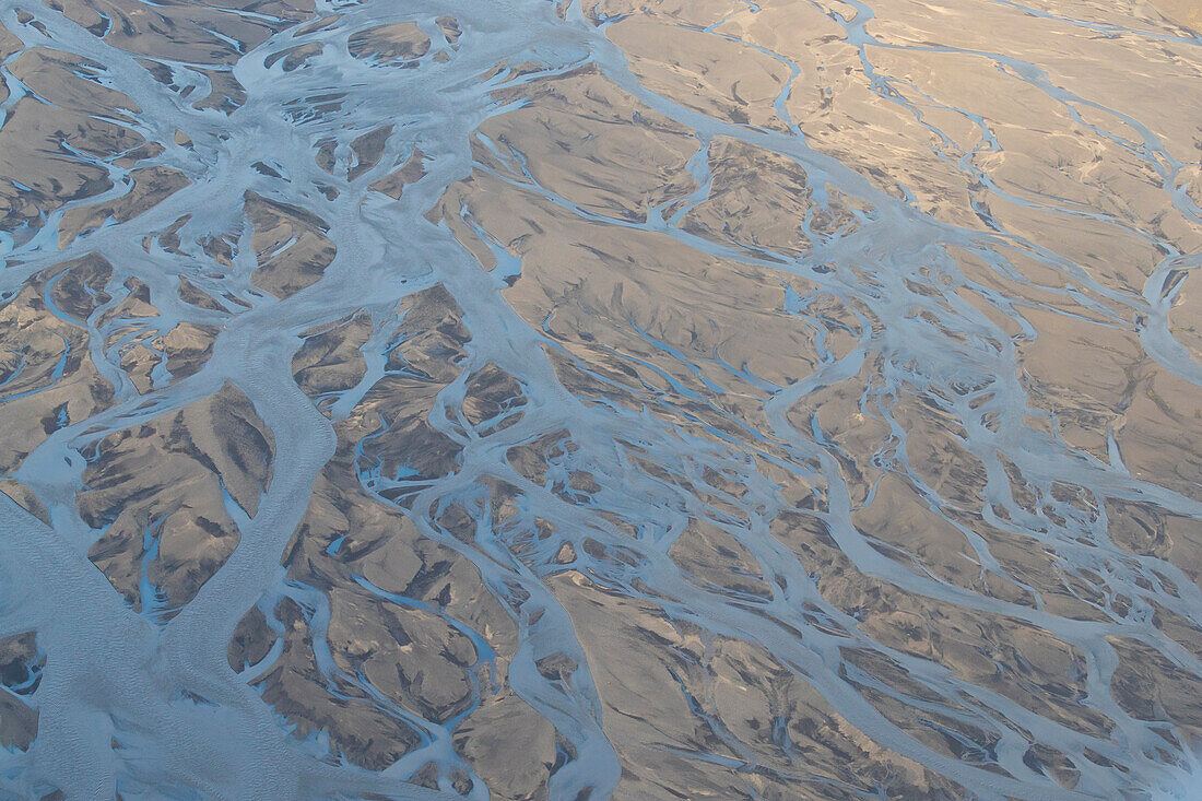  Glacier river Markarfljot, aerial view, summer, Iceland 