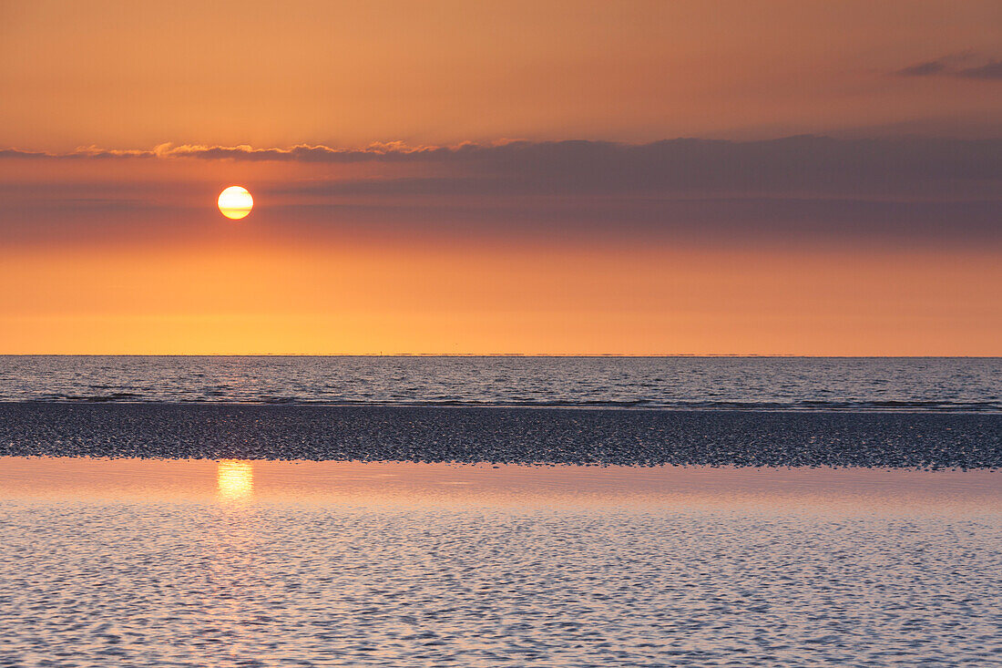  Evening atmosphere in the mudflats, Wadden Sea National Park, North Friesland, Schleswig-Holstein, Germany 