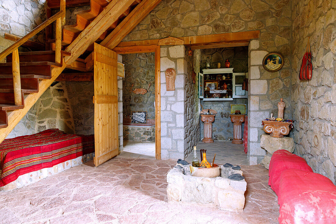  Replica of an ancient house in the Hippocrates Garden near Mastichari on the island of Kos in Greece 