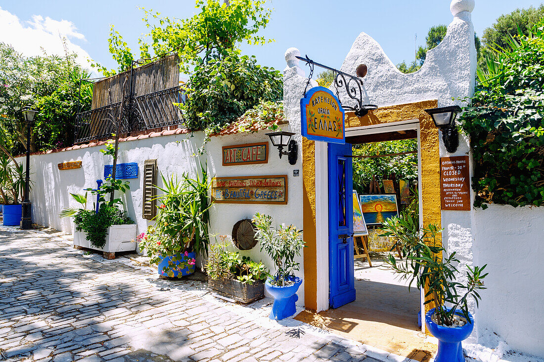  Art Café (Kafenion Orea Ellas) by Belgian artist Christina Zenteli-Colman in the mountain village of Lagoudi on the island of Kos in Greece 