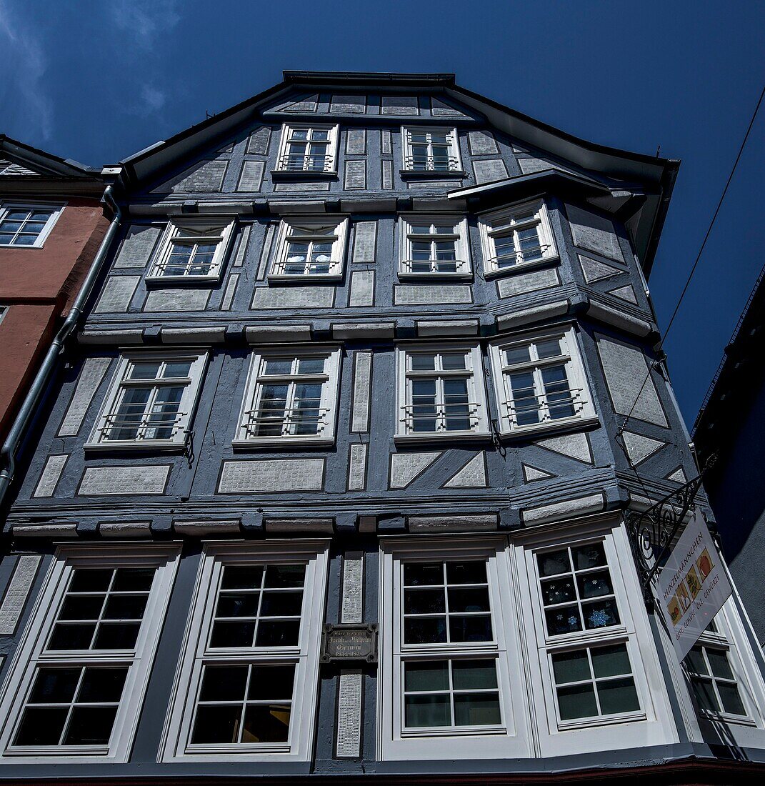  House of Jakob and Wilhelm Grimm, Barfüßerstraße, old town of Marburg, Hesse, Germany 