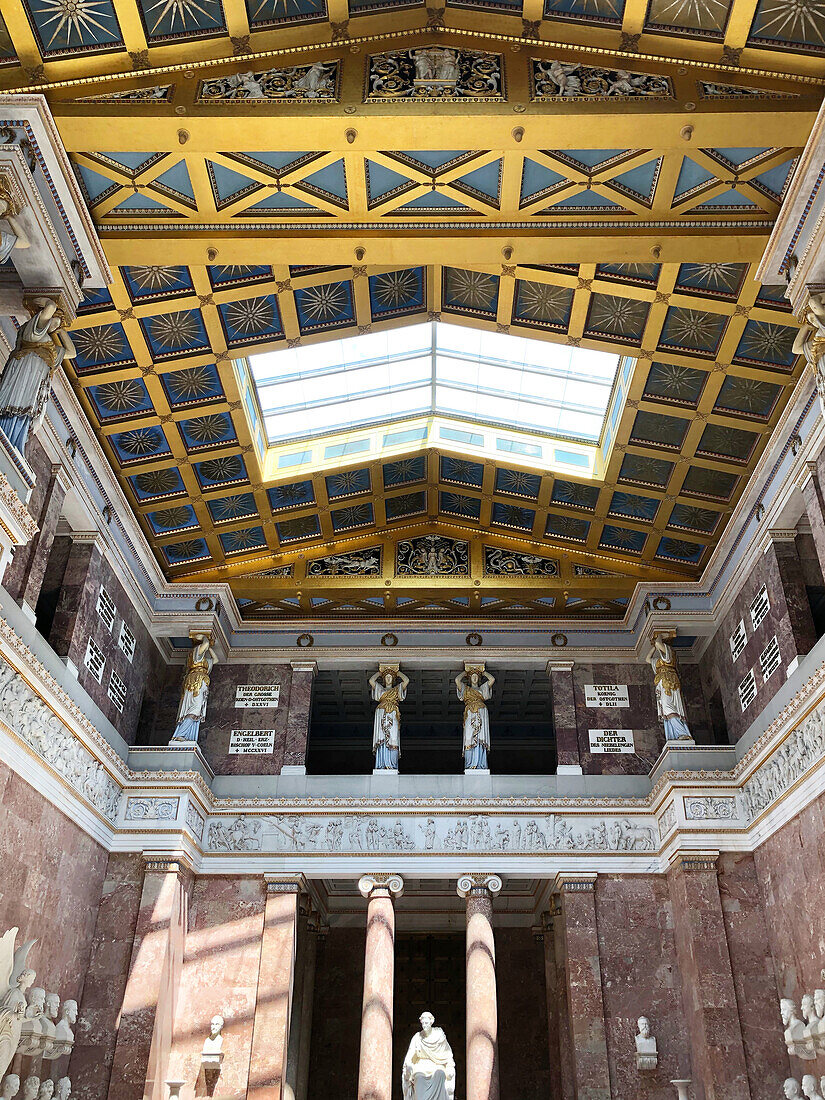  Ceiling and interior of the Walhalla in Donaustauf near Regensburg, Bavaria, Germany 