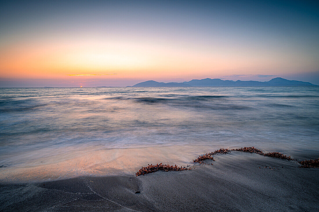  Beach on Kos island near Mastichari town in summer at sunset, Mastichari, Kos, Greece 