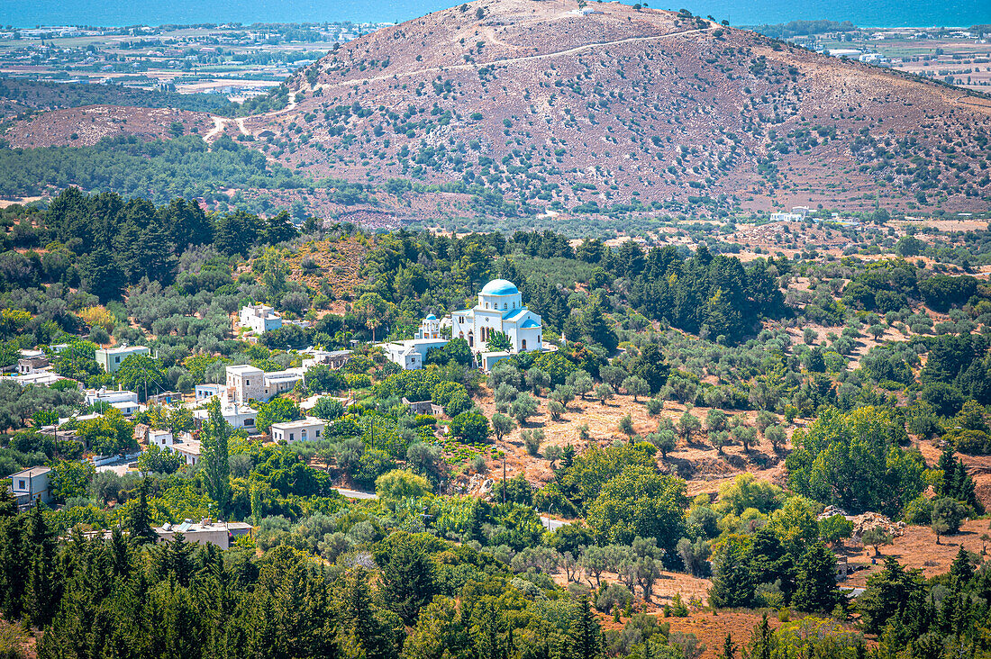 Blick über die Insel Kos in Griechenland vom Nationalpark Zia, Zia, Kos, Griechenland