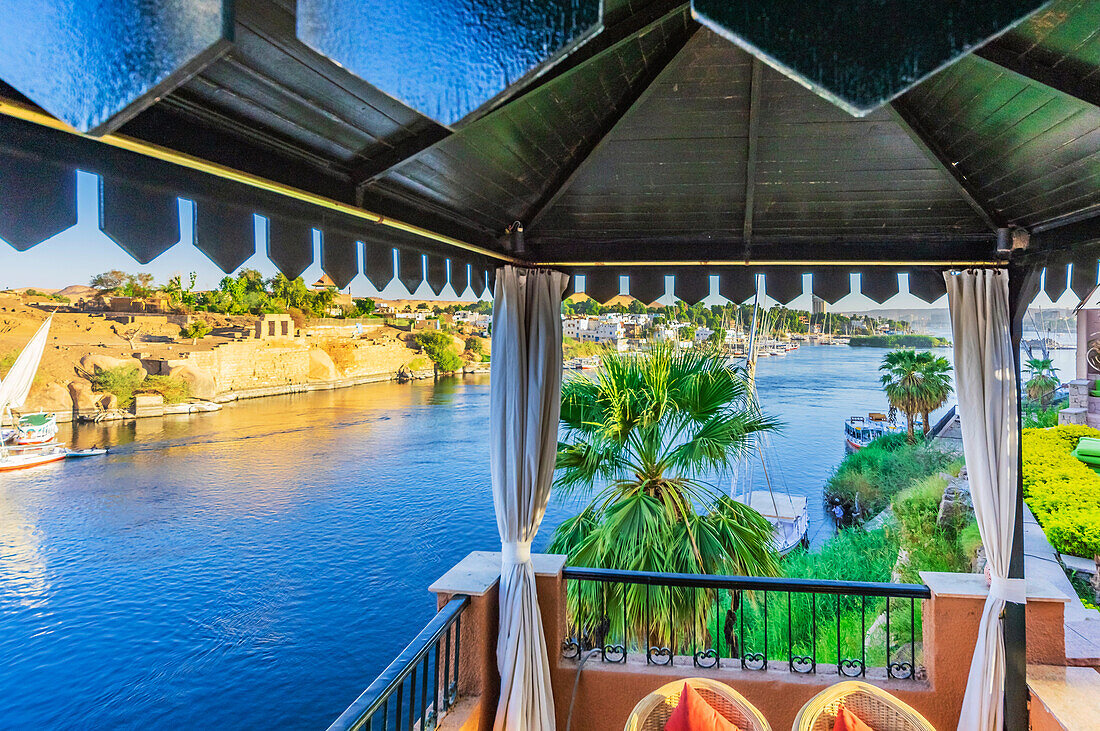  Nile section near Aswan, Egypt, here a view from a terrace 