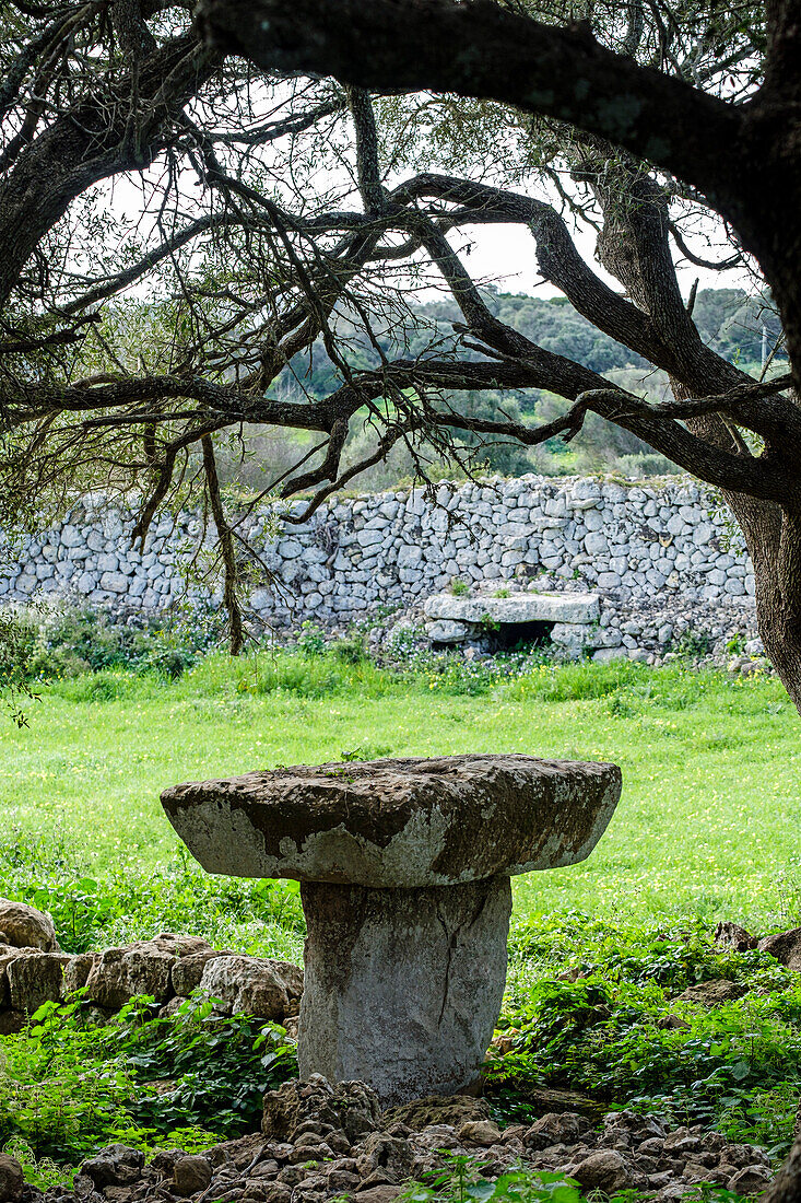  Torrellafuda, Taula-Schrein-Gehege, talayotische Stadt, Ciutadella, Menorca, Balearen, Spanien 