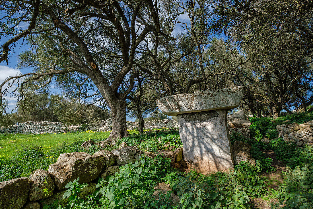 Torrellafuda, Taula shrine-enclosure,  Talayotic town, Ciutadella, Menorca, Balearic Islands, Spain