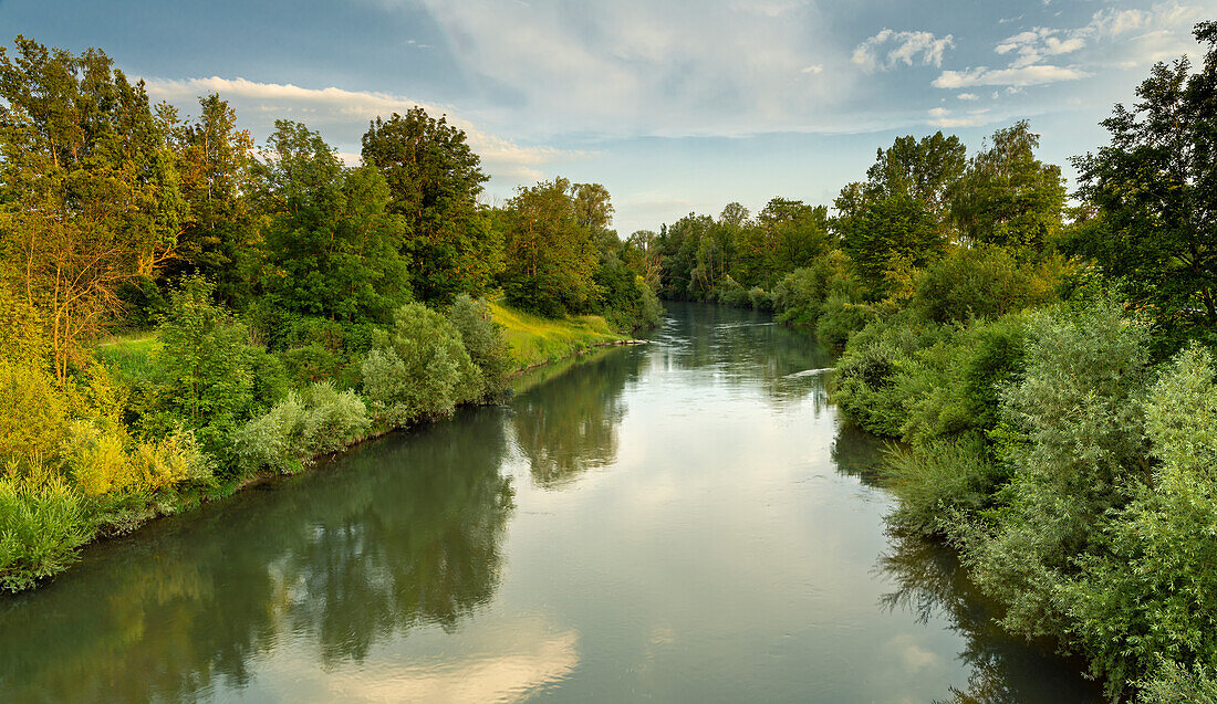  Summer evening on the Ammer near Weilheim, Bavaria, Germany 