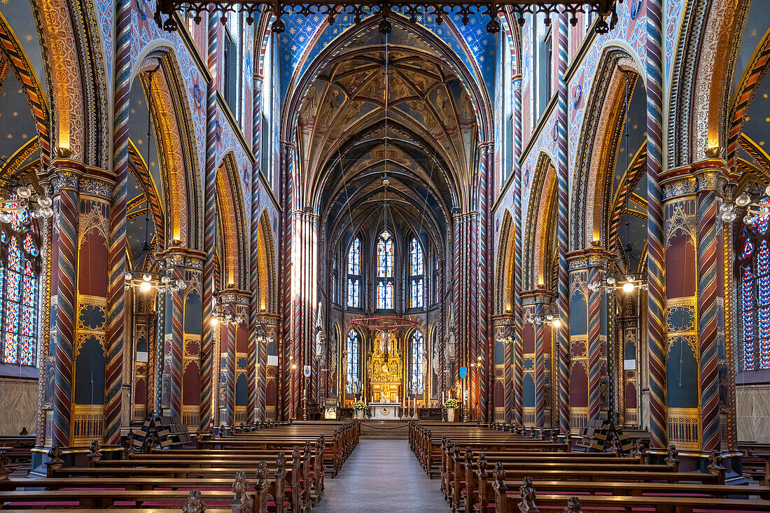  Interior of the pilgrimage church Marienbasilika in Kevelaer, Lower Rhine, North Rhine-Westphalia, Germany, Europe 