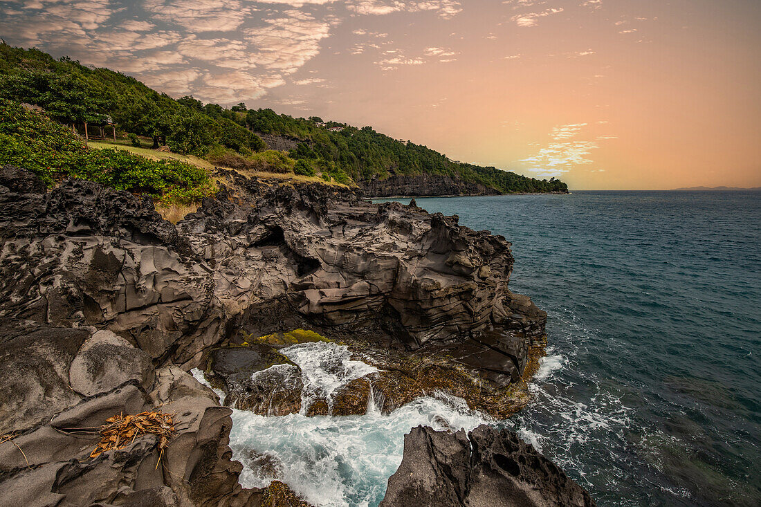  Le Phare du Vieux-Fort, coast at sunset, Vieux-Fort, Guadelupe French Antilles, France, Europe 