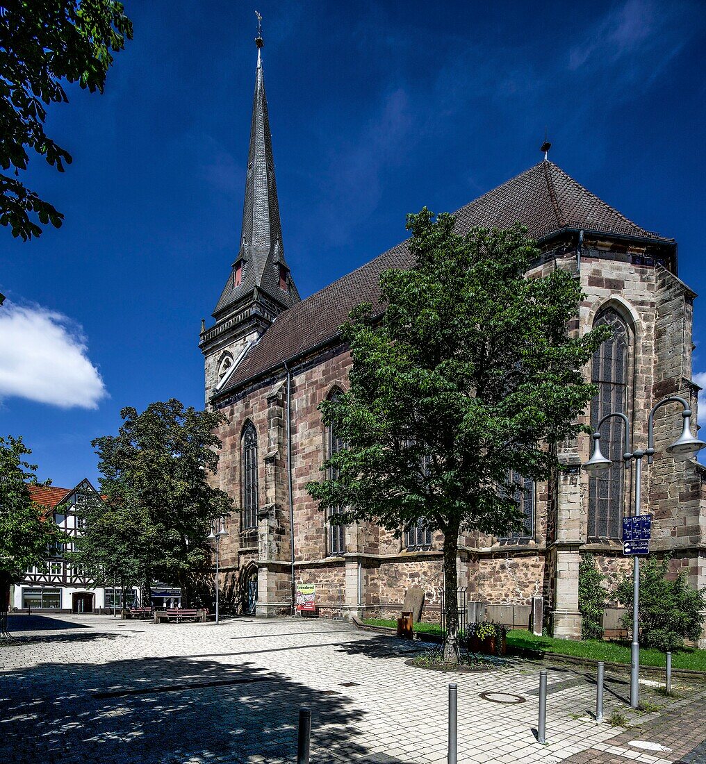  Parish church in the old town of Hessisch Lichtenau, Hesse, Germany 