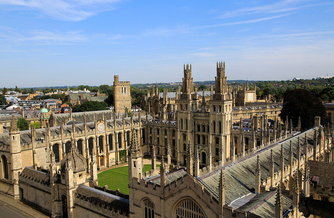 All Souls College buildings from above, University of Oxford, England, UK