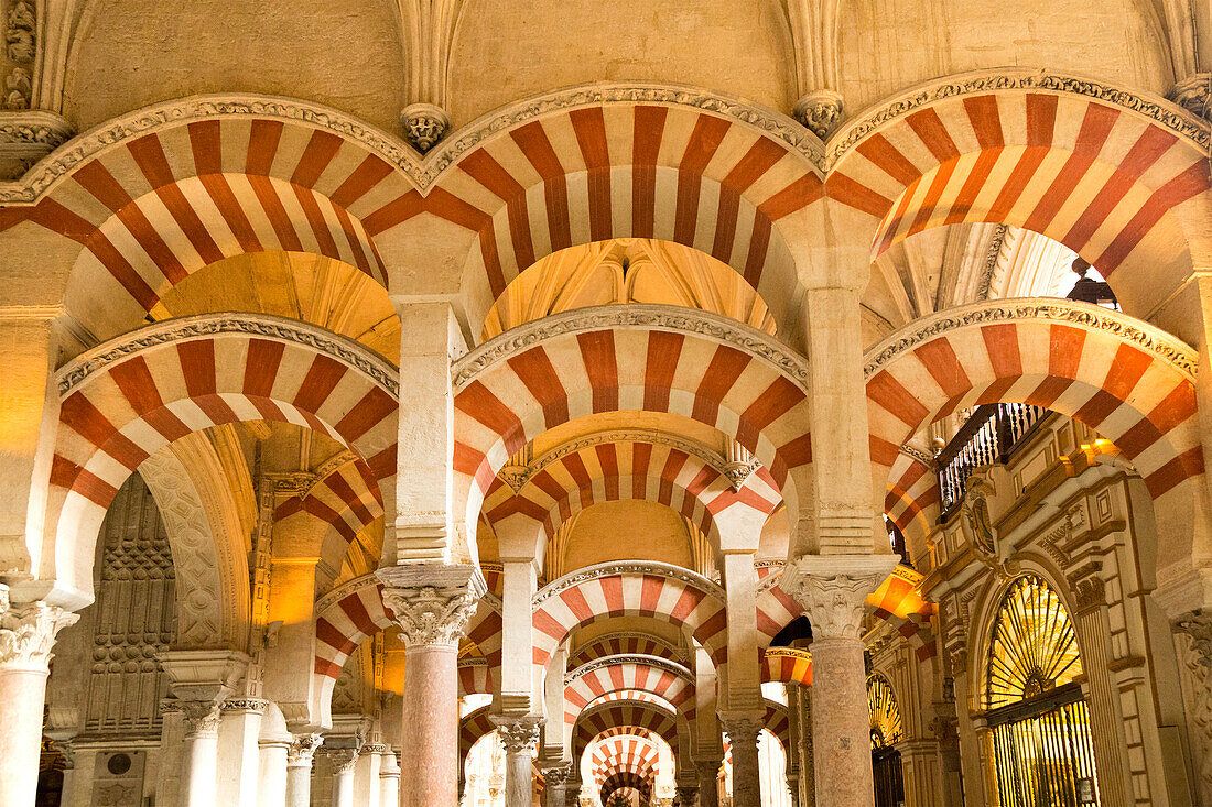 Moorish arches in the former mosque now cathedral, Cordoba, Spain