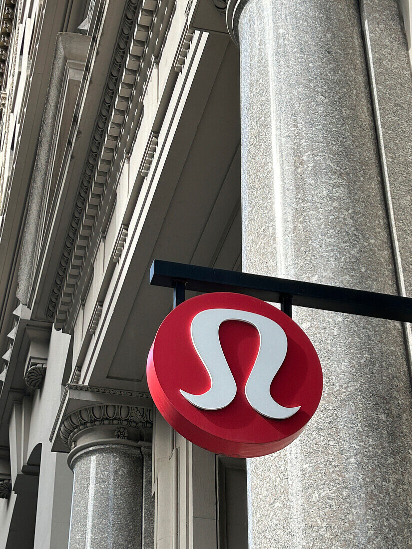 Lulu Lemon store logo, building exterior view, New York City, New York, USA