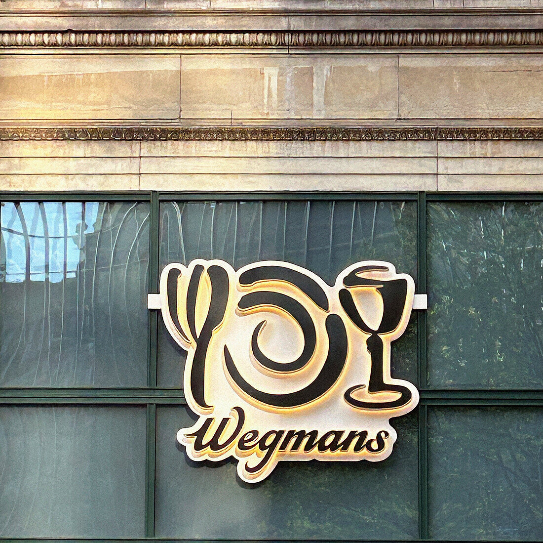  Wegmans Food Market, Firmenlogo, Gebäudeaußenseite, New York City, New York, USA 