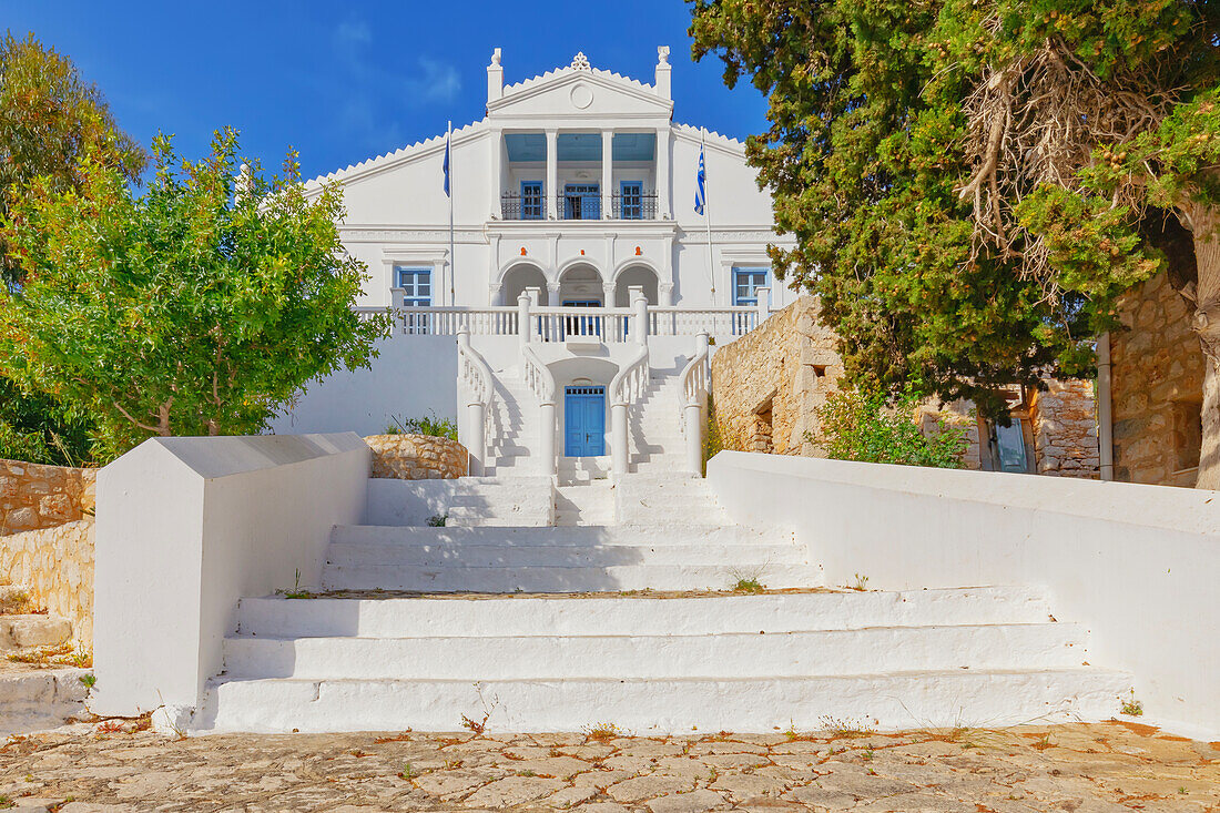 City hall, Emporio town, Halki Island, Dodecanese Islands, Greece