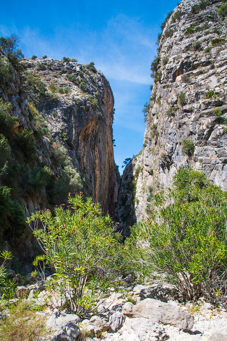  Entrance to the Embalse de Isbert gorge, Costa Blanca, Alicante province, Spain 