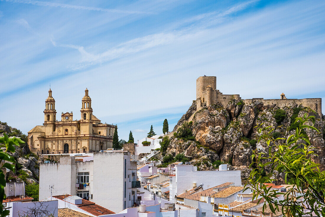  Olvera, a popular white village of medieval origin with cathedral and castle, Cadiz province, Spain 