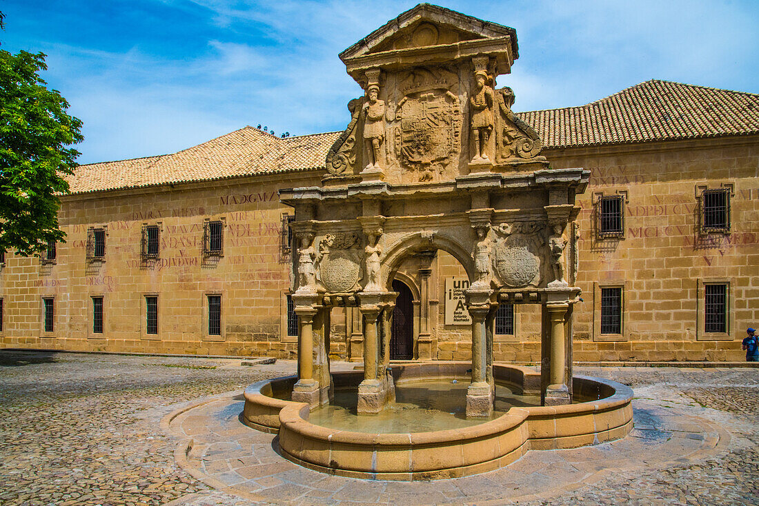  Baeza, fountain of Santa Maria, built on three floors, like a small temple, province of Jaen, Spain 