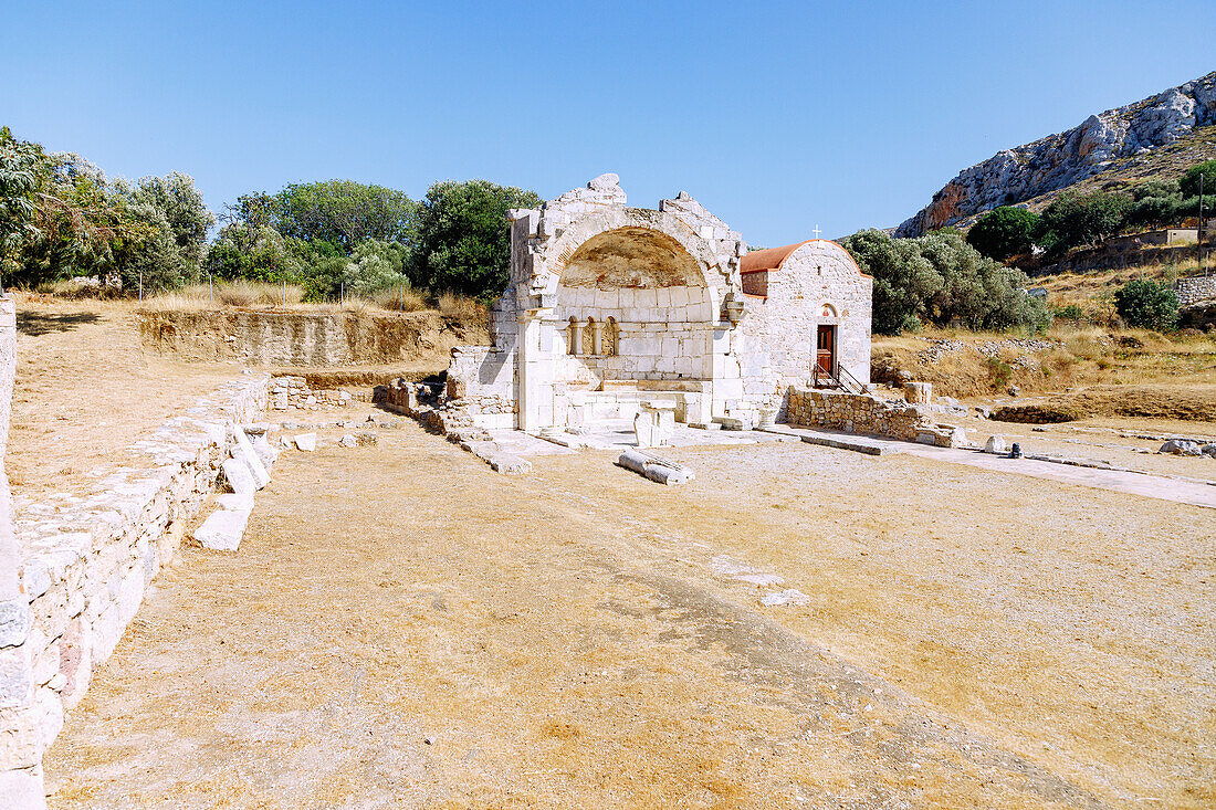  Early Christian basilica Christós tis Jerulsalím (Christ of Jerusalem) near Chorió on the island of Kálymnos (Kalimnos) in Greece 