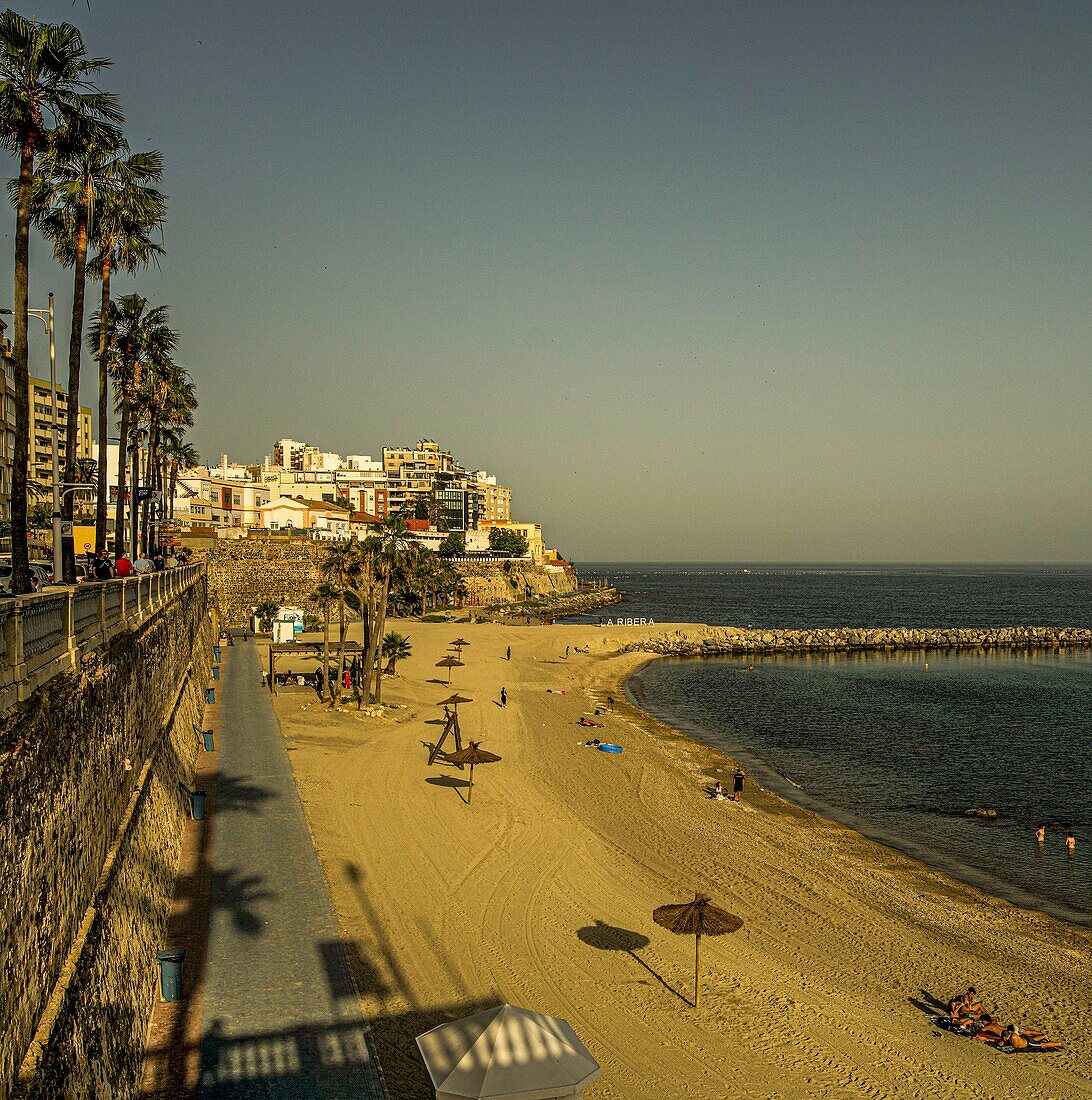 Abendstimmung an der Playa Ribera, Ceuta, nordafrikanische Küste, Spanien