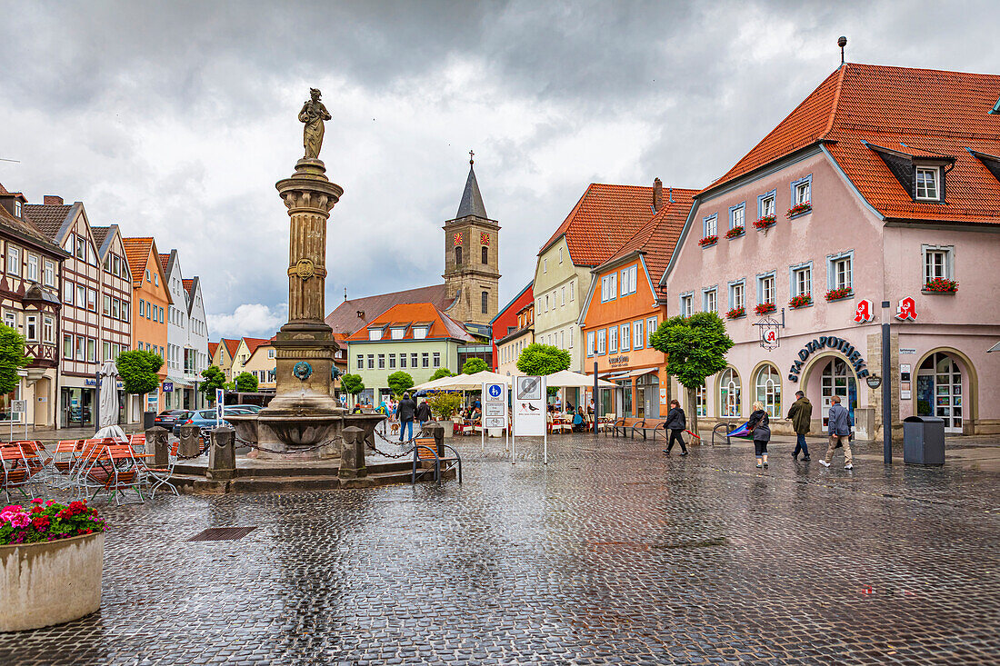  Market square in Bad Neustadt an der Saale in Bavaria, Germany 