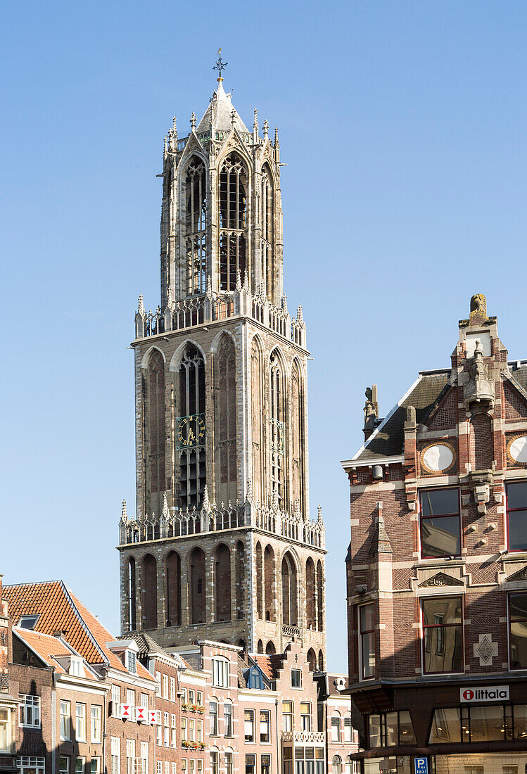 Famous fourteenth century Dom church tower in city of Utrecht, Netherlands