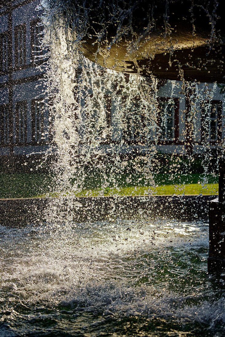 Springbrunnen vor Schloss Philippsruhe und Schlosspark in Hanau, Hessen, Deutschland