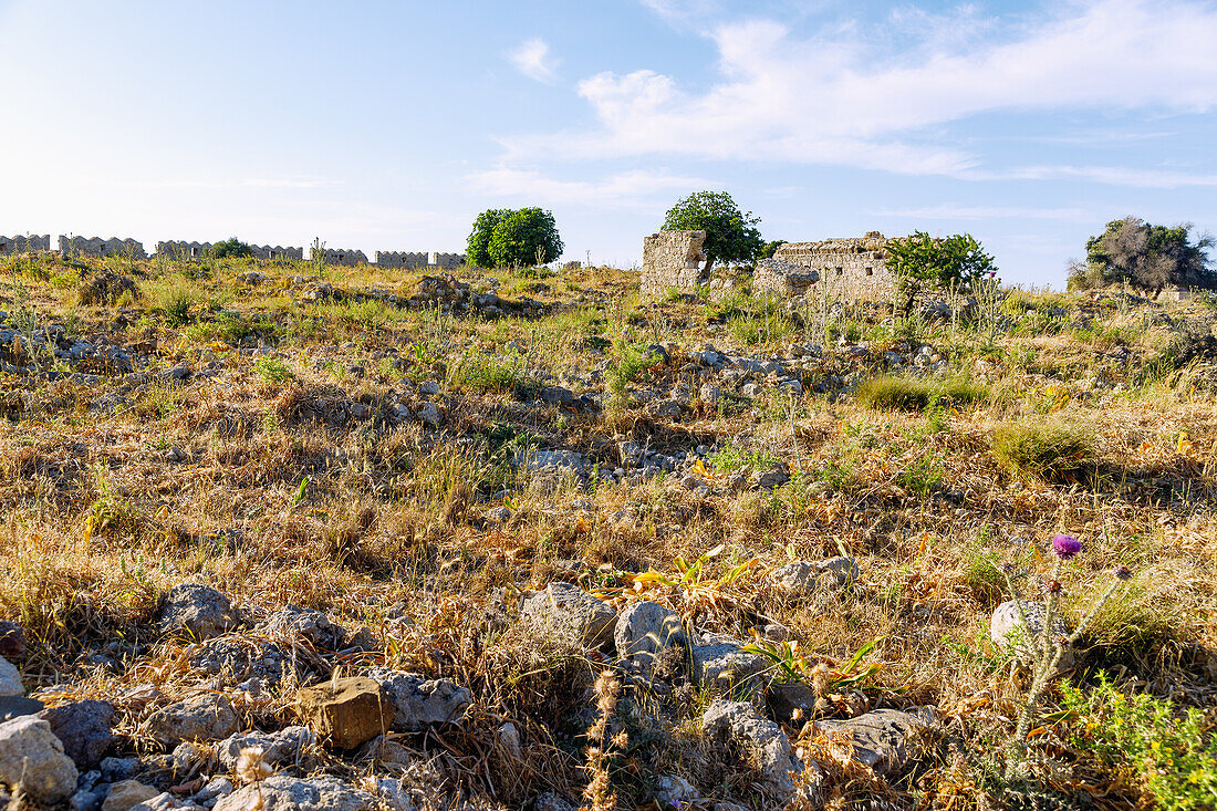  Area of the castle of Antimachia (Kastro) with remains of the old settlement of Antimachia on the island of Kos in Greece 