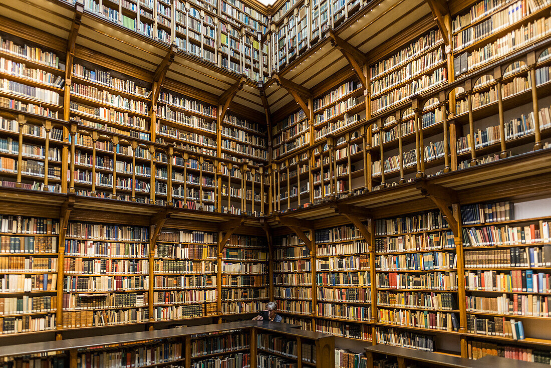  Library, Benedictine Abbey of Maria Laach, Eifel, Rhineland, Rhineland-Palatinate, Germany 