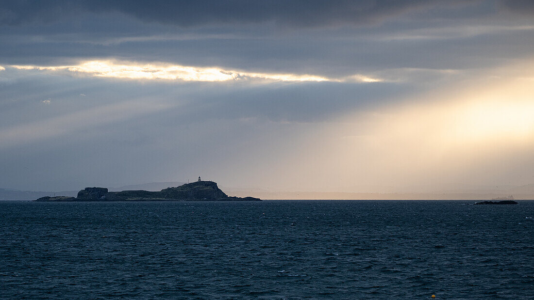  View of Fidra Lighthouse, North Berwick, East Lothian, Scotland, United Kingdom 