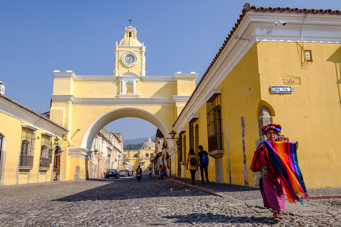 Torbogen von Santa Catalina, Bogen des alten Coinvento, Antigua Guatemala, Departement Sacatepéquez, Guatemala, Mittelamerika