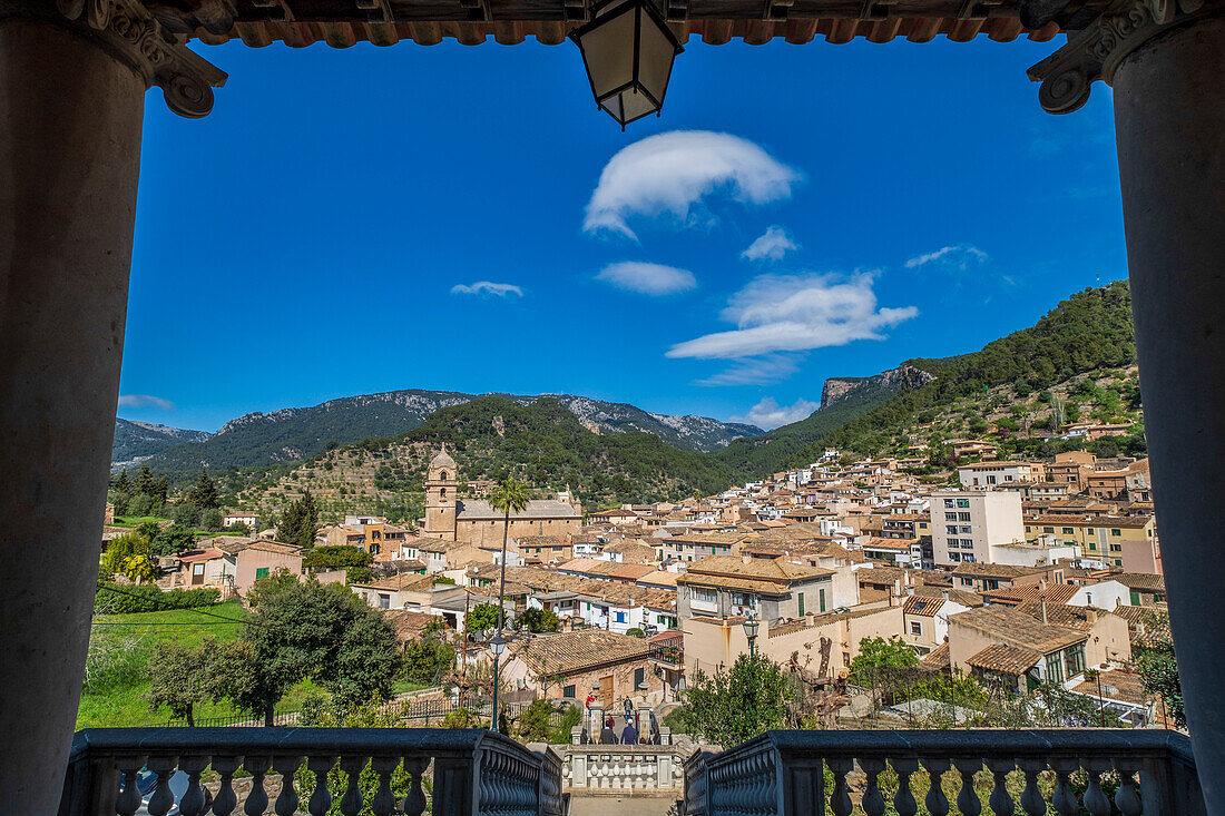  Bunyola, Blick auf das Dorf, Mallorca, Balearen, Spanien 