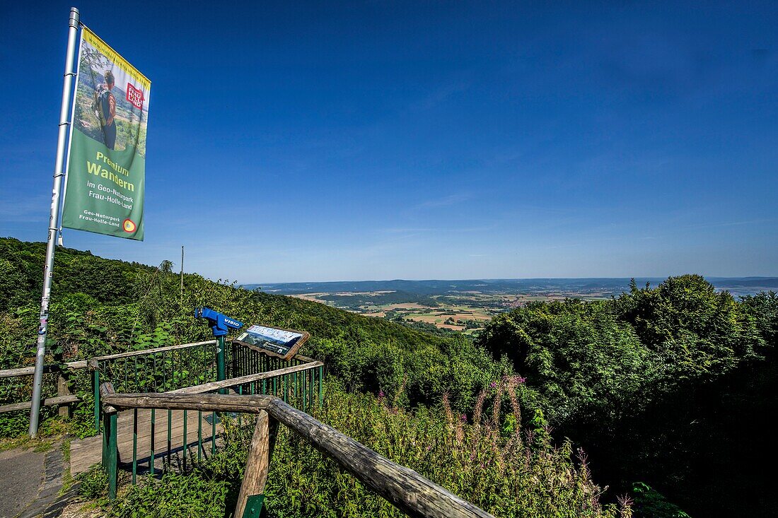  Schwalbenthal viewing point in the Geo-Nature Park Frau-Holle-Land, Hoher Meißner, Hesse, Germany 