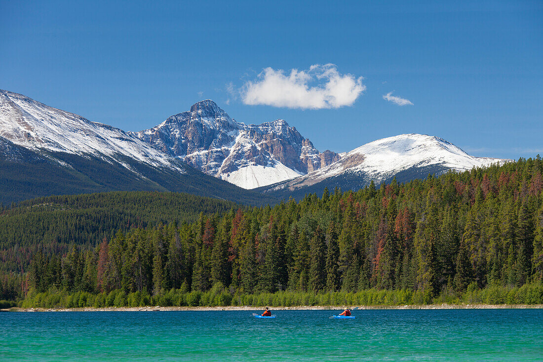  Kayaks on Pyramid Lake, Jasper, Alberta, Canada 