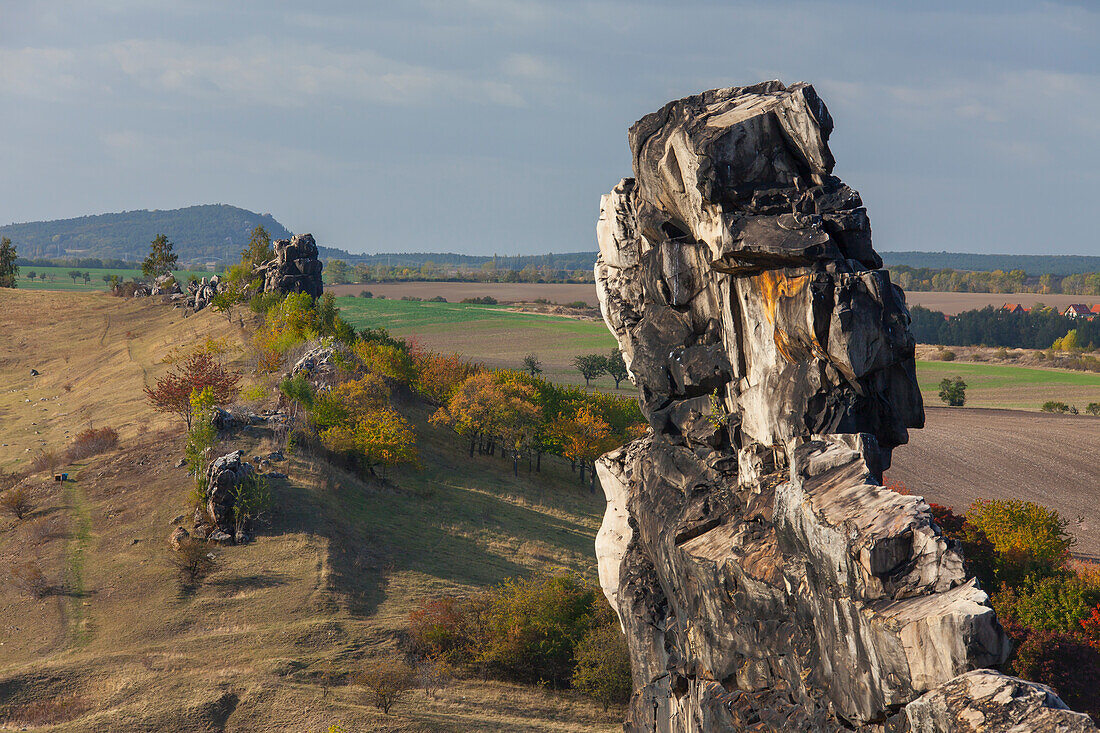  Devil&#39;s Wall, Koenigstein, rock formation, Harz foreland, Saxony-Anhalt, Germany 